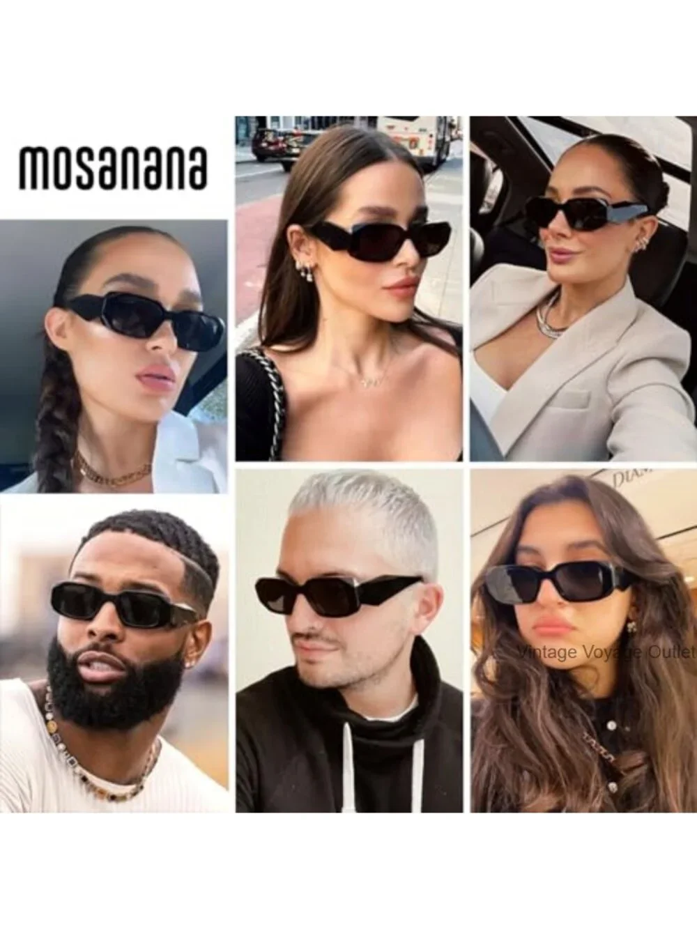 Trendy Rectangle Sunglasses Women Men Bold Chunky Frame UV400 Protection